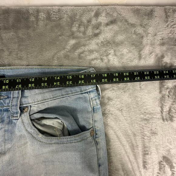 Distressed True Religion Ricky Relaxed Straight Fit Light Wash Blue Jeans 31 - Picture 7 of 7